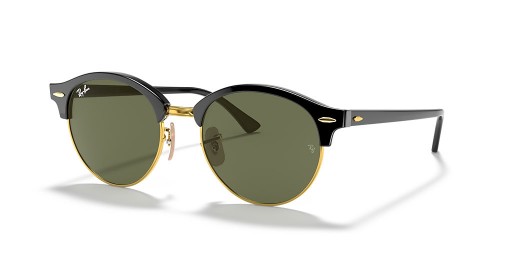 Ray-Ban RB4246 Clubround Classic M (51 - 19) with Green lenses and Black frame Sunglasses