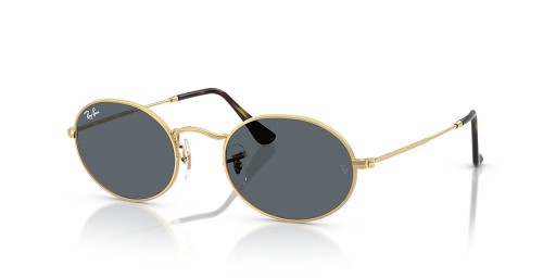 Ray-Ban RB3547N Oval Flat Lenses M (51 - 21) with Blue lenses and Gold frame Sunglasses