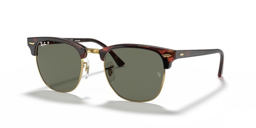 Ray-Ban RB3016 Clubmaster Classic M (49 - 21) with Green lenses and Tortoise frame Sunglasses