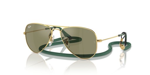 Ray-Ban RB9506S Aviator Kids L (52 - 14) with Green lenses and Gold frame Sunglasses