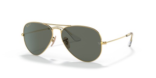Ray-Ban RB3025K Aviator Solid Gold XL (58 - 14) with Green lenses and Gold frame Sunglasses