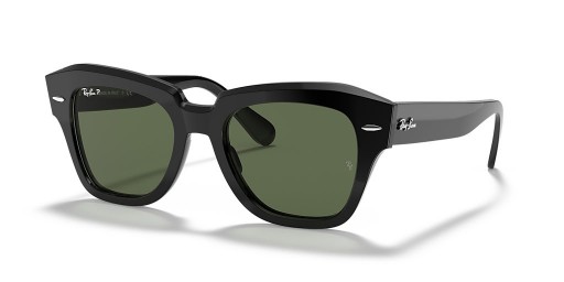 Ray-Ban RB2186 Estado Rua M (49 - 20), de cor Verde, lentes e Preto armação Óculos de sol