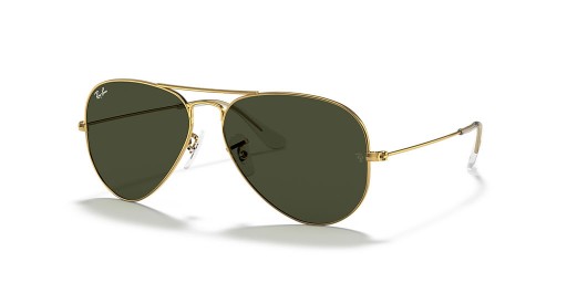 Ray-Ban RB3025 Aviador Clássico M (55 - 14), de cor Verde, lentes e moldura de Ouro Óculos de sol