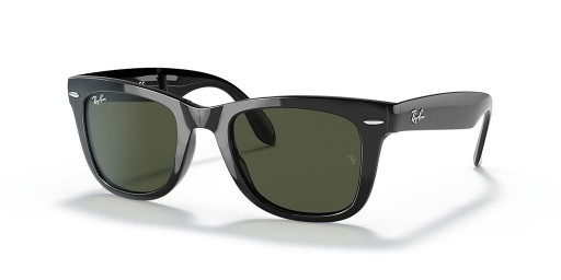 Ray-Ban RB4105 Wayfarer Összecsukható Klasszikus L (50 - 22), Zöld lencse, Fekete keret Napszemüveg