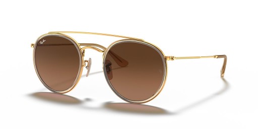 Ray-Ban RB3647N Bhabhta Dúbailte Droichead M (51 - 22) le lionsaí Donn agus Óir fráma Sunglasses