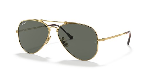 Ray-Ban RB8125M the Aviator Tíotáiniam XL (58 - 14) le Glas lionsaí agus Óir fráma Sunglasses