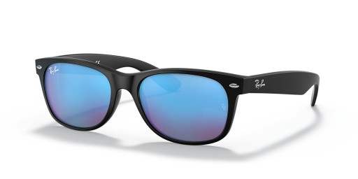 Ray-Ban RB2132 New Wayfarer Flash M (55 - 18) con lenti Blu e Nero frame Occhiali da sole