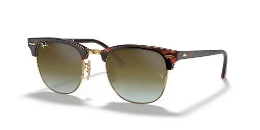 Ray-Ban RB3016 Clubmaster Lenti Flash L (51 - 21) con lenti Verdi e Tortoise frame Occhiali da sole