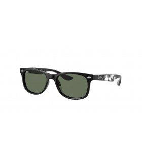 Ray-Ban RB9052S New Wayfarer Bambini Mickey S20 S (47 - 15) con lenti Verde e telaio Nero Occhiali da sole