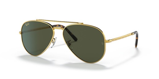 Ray-Ban RB3625新アビエイター XXL(62-14)グリーンレンズ-ゴールドフレームサングラス