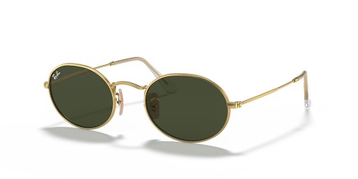 Ray-Ban RB3547楕円形の金属XL(54-21)グリーンレンズ-ゴールドフレームサングラス