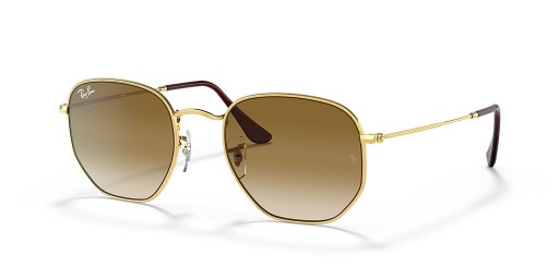 Ray-Ban RB3548 Sekskantet M (51 - 21) med Brune linser og Gull frame Solbriller