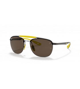 Ray-Ban RB3662M Scuderia Ferrari Samling XL (59 - 17) med Brune linser og Sølv frame Solbriller