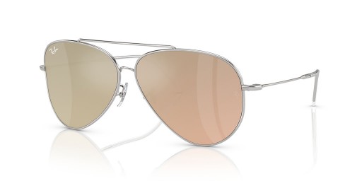 Okulary przeciwsłoneczne Ray-Ban RBR0101S Aviator Reverse L (59-11) z fioletowymi soczewkami i srebrnej oprawce