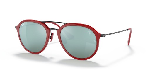 Okulary przeciwsłoneczne Ray-Ban RB4369M Scuderia Ferrari Collection XXL (53-21) ze srebrnymi soczewkami i czerwonej oprawce