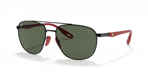 Okulary przeciwsłoneczne Ray-Ban RB3659M Scuderia Ferrari Collection L (57-17) z zielonymi soczewkami i czarnej oprawce