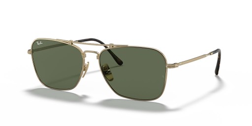 Okulary przeciwsłoneczne Ray-Ban RB8136 Caravan Titanium XL (58-15) z zielonymi soczewkami i złotej oprawce