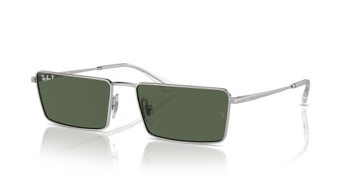 Okulary przeciwsłoneczne Ray-Ban RB3741 Emy XXL na bazie biologicznej (59-17) z zielonymi soczewkami i srebrnej oprawce
