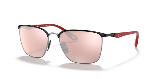 Okulary przeciwsłoneczne Ray-Ban RB3673M Scuderia Ferrari Collection M (56-17) ze srebrnymi soczewkami i czarnej oprawce