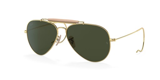 Okulary przeciwsłoneczne Ray-Ban RB3030 Outdoorsman | Aviation Collection XL (58-14) z zielonymi soczewkami i złotej oprawce