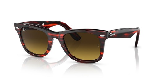 Okulary przeciwsłoneczne Ray-Ban RB2140 Original Wayfarer na bazie biologicznej L (50-22) z brązowymi soczewkami i czerwonej oprawce