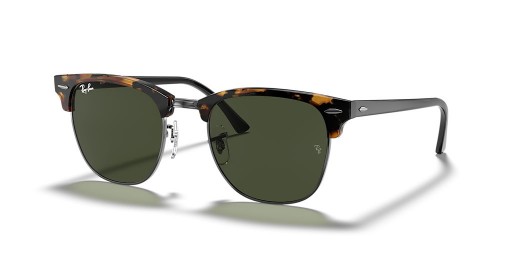 Okulary przeciwsłoneczne Ray-Ban Clubmaster RB3016 Fleck L (51-21) z zielonymi soczewkami i czarnej oprawce