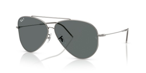 Okulary przeciwsłoneczne Ray-Ban RBR0101S Aviator Reverse XXL (62-11) z szarymi soczewkami i srebrnej oprawce