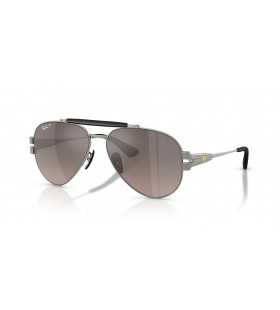Okulary przeciwsłoneczne Ray-Ban RB3762M Scuderia Ferrari Collection Chromance XL (58-14) z szarymi soczewkami i srebrnej oprawce