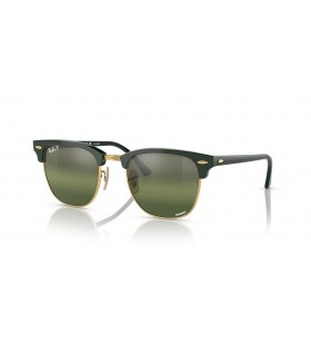 Okulary przeciwsÅ‚oneczne Ray-Ban Clubmaster RB3016 Chromance XL (55-21) ze srebrnymi soczewkami i zielonej oprawce