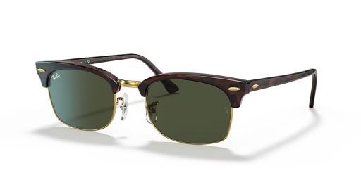Ray-Ban RB3916 Clubmaster Pătrat Legenda de Aur M (52 - 21), cu lentile Verzi și broasca Țestoasă, ochelari de Soare cadru