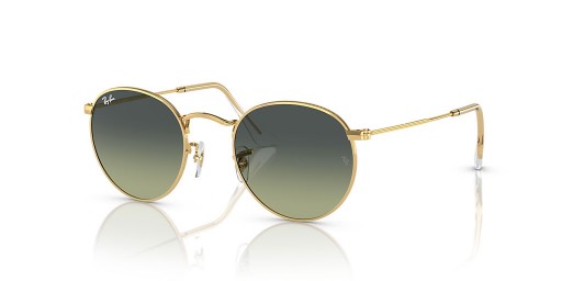 Ray-Ban RB3447 Metal Rotund S (50 - 21), cu lentile Verzi și ramă de Aur, ochelari de Soare