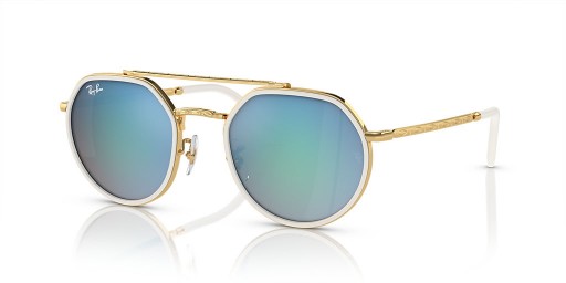 Ray-Ban RB3765 L (53 - 22), cu lentile Albastre și ramă de Aur, ochelari de Soare