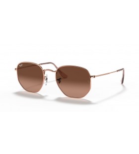 Ray-Ban RB3548N Hexagonale Plat Lentile M (51 - 21), cu lentile Maro È™i Cupru cadru ochelari de Soare