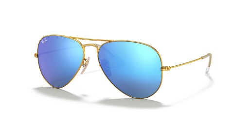 Ray-Ban RB3025 Letec Flash Šošovky XL (58 - 14) s Modrým šošovky a Zlato rámom slnečné Okuliare