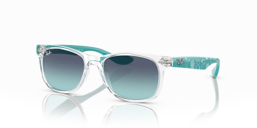 Ray-Ban RB9052S New Wayfarer Deti, Malá Morská víla S (47 - 15) s Modrým šošovky a Transparentné rámom slnečné Okuliare