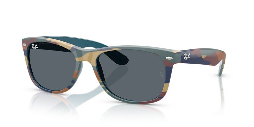 Ray-Ban RB2132New Wayfarer 클래식 M(55-18)색으로 렌즈와 블루 프레임 선글라스