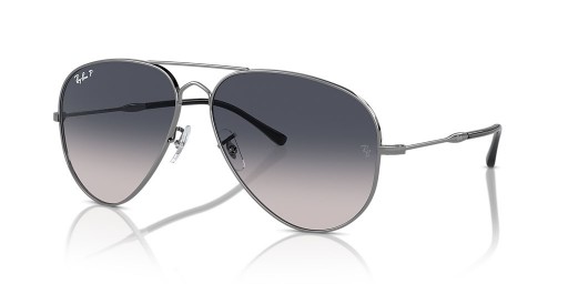 Ray-Ban RB3825 오래된 비행 XXL(62-14)으로 렌즈 블루와 은색 구조 색안경