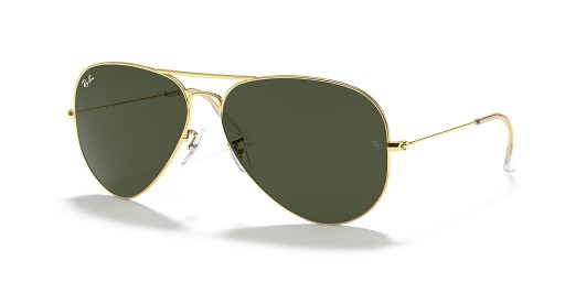 Ray-Ban RB3026 비행 대형 금속 II XXL(62-14)그린 렌즈 및 프레임이 금 선글라스