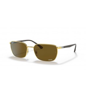 Ray-Ban RB3684CH Chromance XL(58-18)으로 브라운 렌즈 및 프레임이 금 선글라스