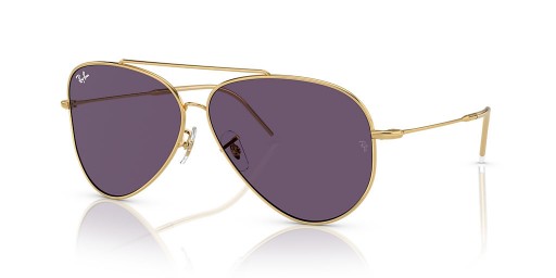 Ray-Ban RBR0101S Flygare Omvänd L (59 - 11) med Lila linser och Guld ram Solglasögon