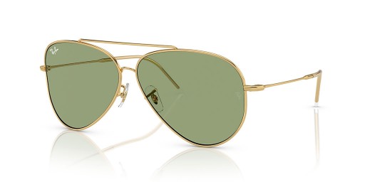 Ray-Ban RBR0101S Flygare Omvänd L (59 - 11) med Gröna linser och Guld ram Solglasögon