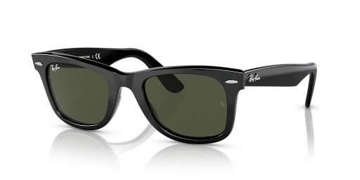 Ray-Ban RB2140 Original Wayfarer Biobaserade L (50 - 22) med Gröna linser och Svart ram Solglasögon