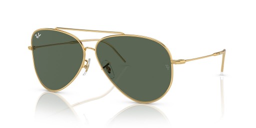 Ray-Ban RBR0101S Flygare Omvänd L (59 - 11) med Gröna linser och Guld ram Solglasögon