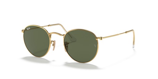 Ray-Ban RB3447N Rund Platt Linser L (53 - 21) med Gröna linser och Guld ram Solglasögon