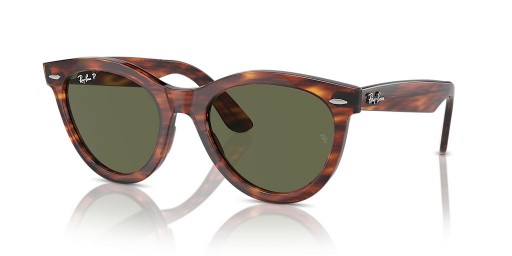 Ray-Ban RB2241 Wayfarer Sätt L (51 - 21) med Gröna linser och Brun ram Solglasögon