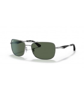 Ray-Ban RB3515 XXL (61 - 17) med Gröna linser och Silver ram Solglasögon