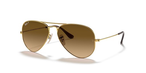 Ray - Ban RB3025 Aviator Gradient XL (58-14) Kahverengi lensli ve Altın çerçeveli güneş Gözlüklü