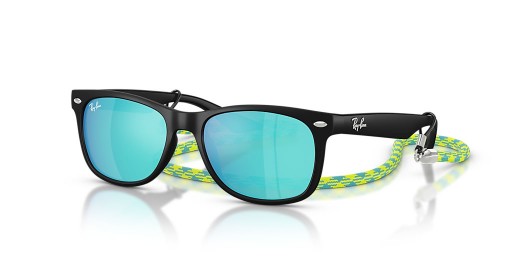Ray-Ban RB9052S Yeni Wayfarer Çocuklar Yaz Kapsül S (47-15) mavi lensler ve Siyah çerçeve Güneş Gözlüğü