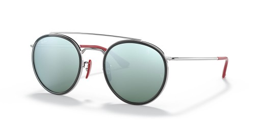 Ray-Ban RB3647M Scuderia Ferrari Koleksiyonu M (51-22) Gümüş lensli ve Gümüş çerçeveli Güneş Gözlüğü