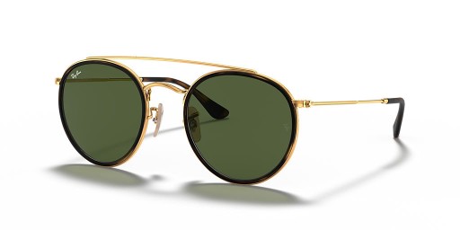 Ray - Ban RB3647N Yuvarlak Çift Köprü M (51-22) Yeşil lensler ve Altın çerçeve Güneş Gözlüğü